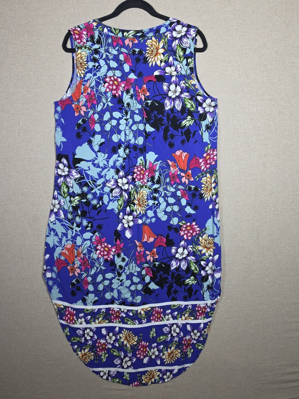 Cupio Womens L Sleeveless Blue Floral Shirt Dress - Picture 3 of 10